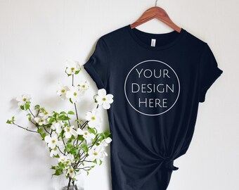 Bella + Canvas 6400 Women’s Relaxed Jersey T-Shirt Mockup, Bella Canvas T-Shirt Mock, Womens Tee Mockup, Blue Airlume Jersey T-shirt Mockup