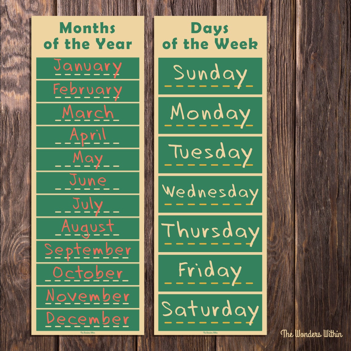 Calendrier des enfants imprimable Introduction des jours et | Etsy