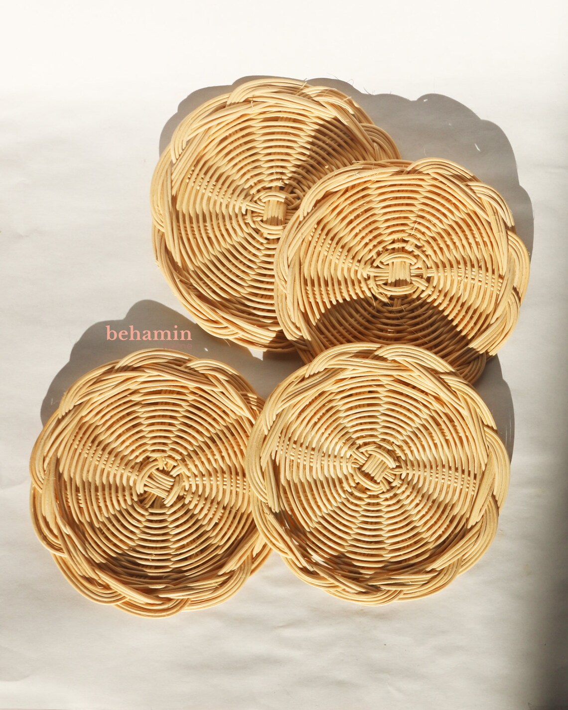 Handmade Rattan Coaster Set of 4 Etsy