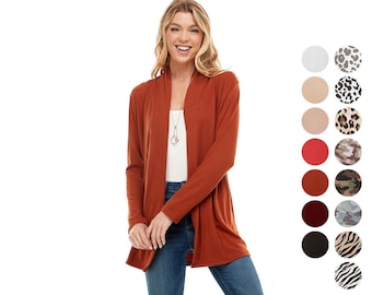 Women's Casual Lightweight Open Front Cardigan and Soft Basic Drape Long Sleeve Sweater Coat (S-3XL)