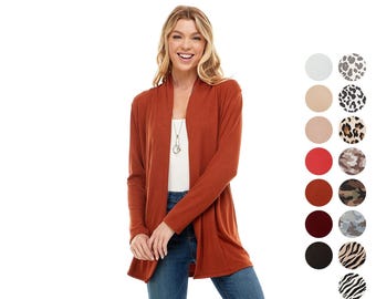 Cardigan For Women, Lightweight Open Front Long Sleeve, Plus Size S-3XL