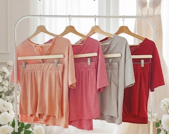 Bride Pajama Set, 96% Polyester 4 Spandex Lounge Shorts