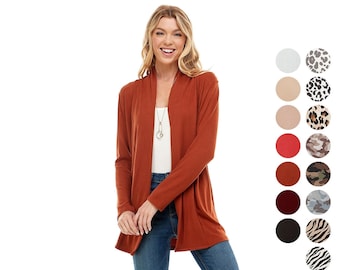 Womens Cover Up, Lightweight Open-Front Cardigan with Long Sleeves