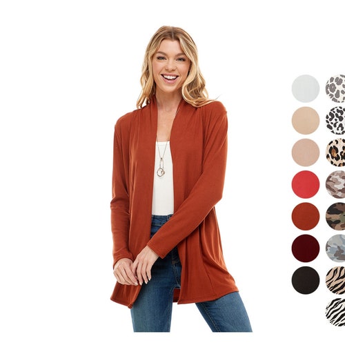 Gilet léger pour femme, pull à manches longues ouvert sur le devant, grandes tailles S à 3XL, manteau d'automne, cadeau pour elle