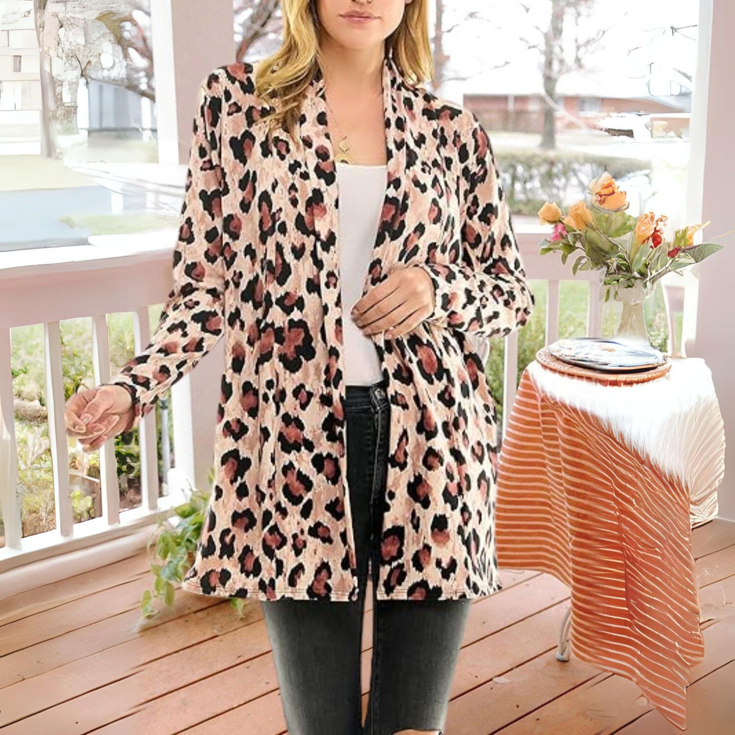 Zara Cardigan and tank twin set 2 pc leopard print