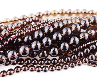 20 perles de QUARTZ FUME, pierre ronde naturelle semi précieuse 4mm, 6mm, 8mm, 10mm, perle bijoux, pierre fine, création bijoux
