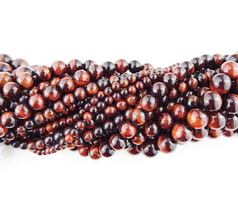 20 perles d'OEIL de TIGRE ROUGE perles pierre naturelle semi précieuse 4mm 6mm 8mm,perle bijoux,pierre fine,création bijoux image 3