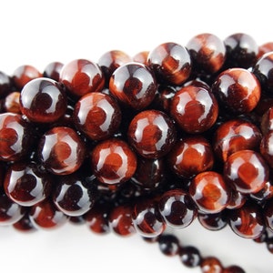 20 perles d'OEIL de TIGRE ROUGE perles pierre naturelle semi précieuse 4mm 6mm 8mm,perle bijoux,pierre fine,création bijoux image 2
