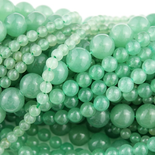 20 perles d'AVENTURINE, pierre ronde naturelle semi précieuse, 4mm, 6mm, 8mm, 10mm, perle bijoux, pierre fine, création bijoux