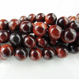 20 perles d'OEIL de TIGRE ROUGE perles pierre naturelle semi précieuse 4mm 6mm 8mm,perle bijoux,pierre fine,création bijoux image 5
