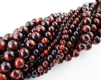 20 perles d'OEIL de TIGRE ROUGE perles pierre naturelle semi précieuse 4mm 6mm 8mm,perle bijoux,pierre fine,création bijoux