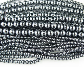 20 perles d'HEMATITE , pierre ronde naturelle semi précieuse, 4mm, 6mm, 8mm ou 10mm, perle bijoux, pierre fine, création bijoux