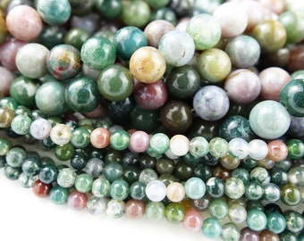 ACHAT 20 Perlen, Halbedelstein runder Natur, 4mm, 8mm oder 10mm, Schmuckperle, feiner Stein, Schmuckkreation