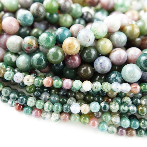 AGATE 20 perles, pierre ronde naturelle semi précieuse, 4mm, 8mm ou 10mm, perle bijoux, pierre fine, création bijoux