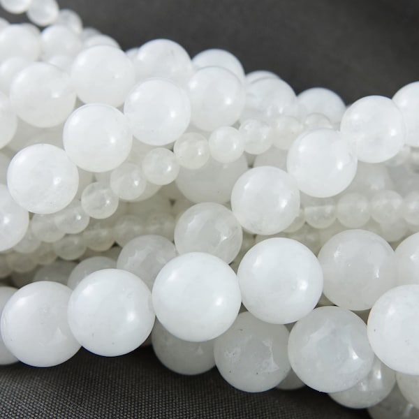 20 perles de JADE BLANC, pierre ronde naturelle semi précieuse, 4mm, 6mm, 8mm ou 10mm, perle bijoux, pierre fine, création bijoux