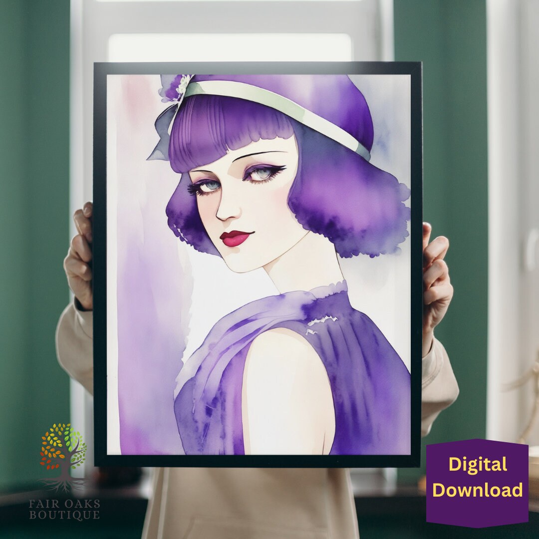 Flapper Girl Art Deco Watercolor Poster Roaring 1920s Vintage - Etsy