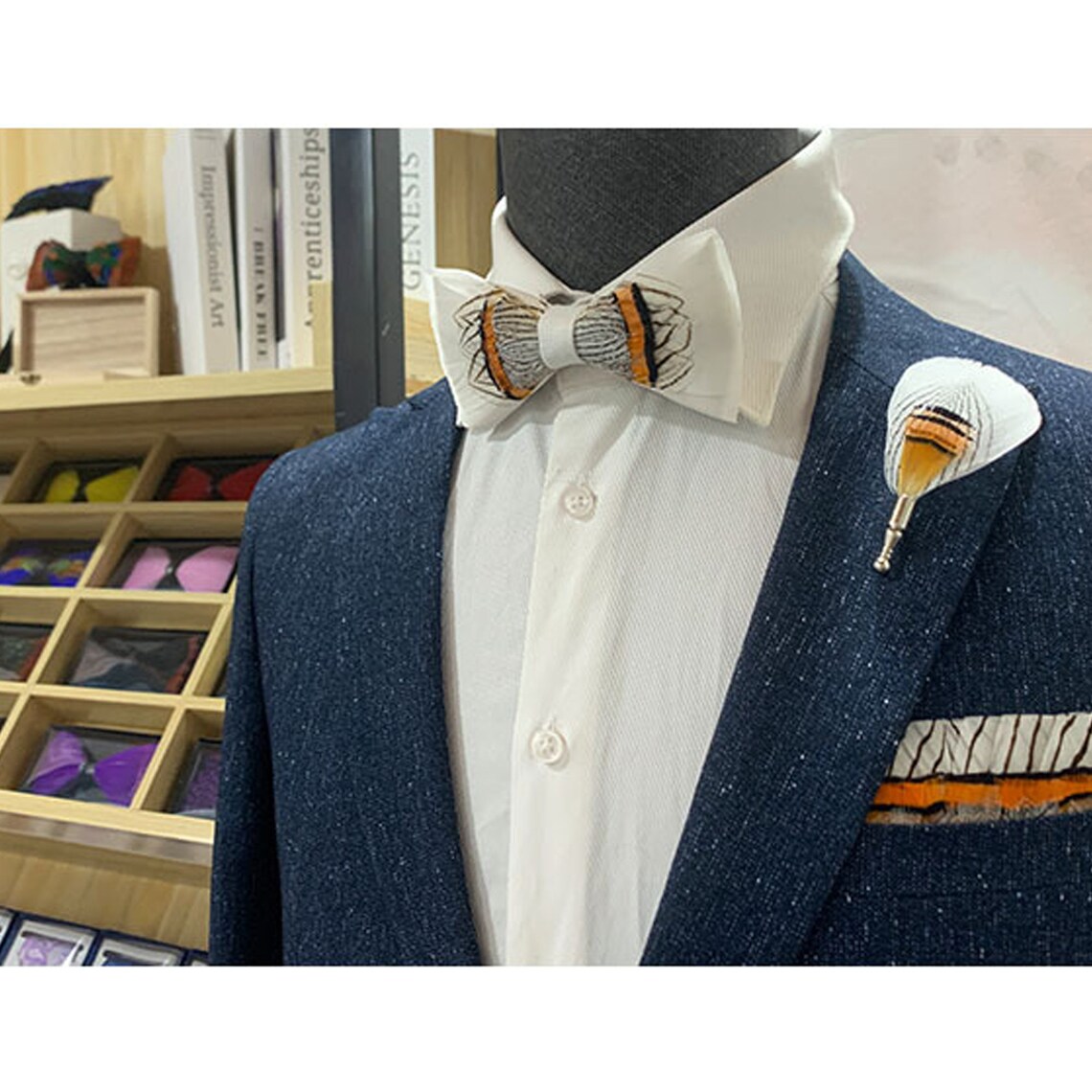 Men's Feather Bow Ties Handmade Highend Performance Etsy