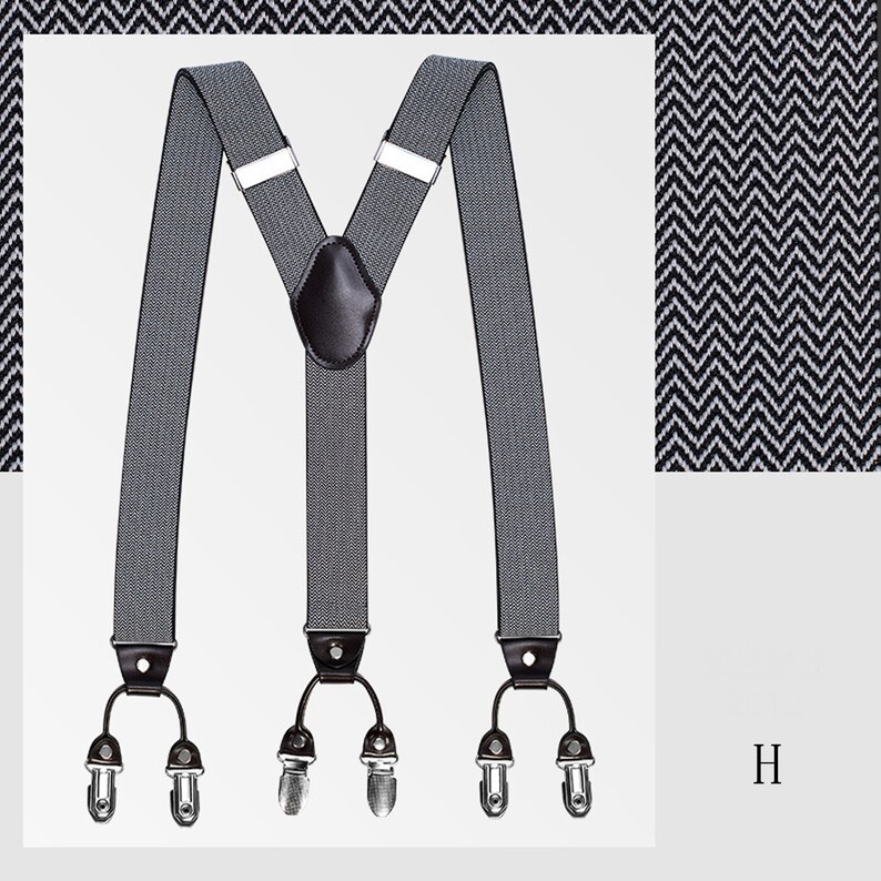 Anniversary Gift Men\u2019s Y-Shaped Suspenders Suit Suspenders Pattern Suspender for Men Elastic Straps 6 Metal Clips Casual Suspenders