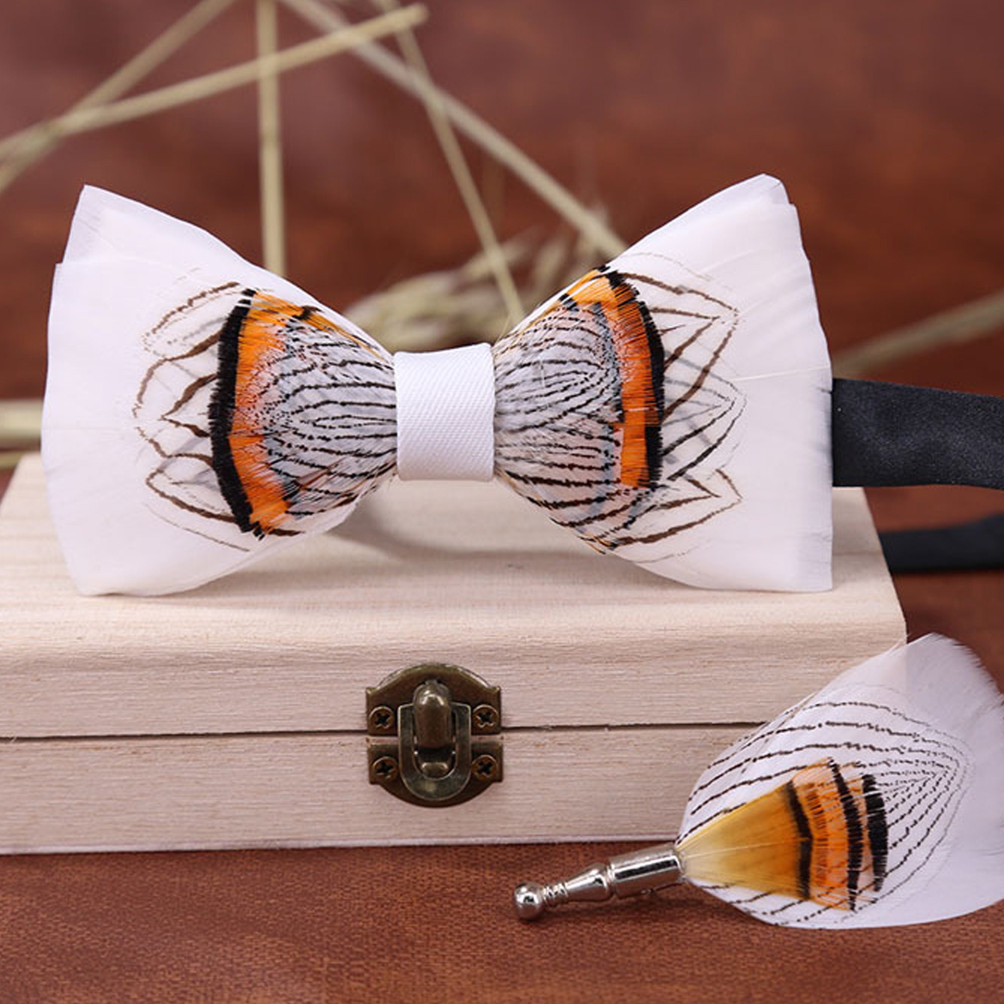 Men's Feather Bow Ties Handmade Highend Performance Etsy