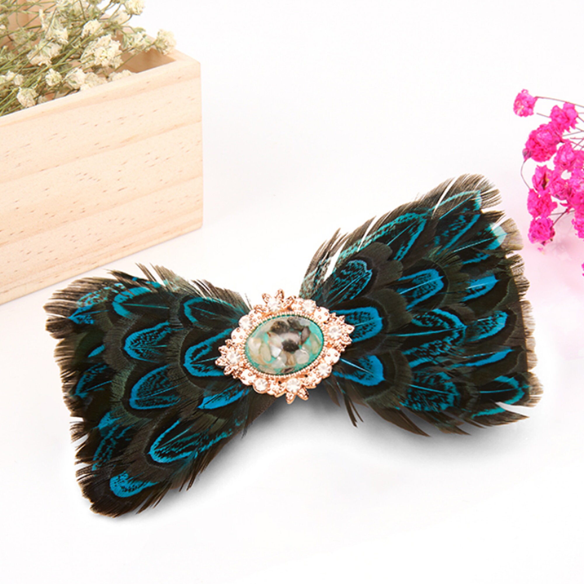 Dark Green Gemstone Feather Bow Ties Handmade Bow Ties Suit Etsy