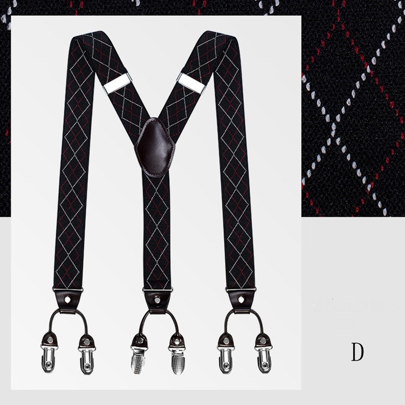 Anniversary Gift Men\u2019s Y-Shaped Suspenders Suit Suspenders Pattern Suspender for Men Elastic Straps 6 Metal Clips Casual Suspenders