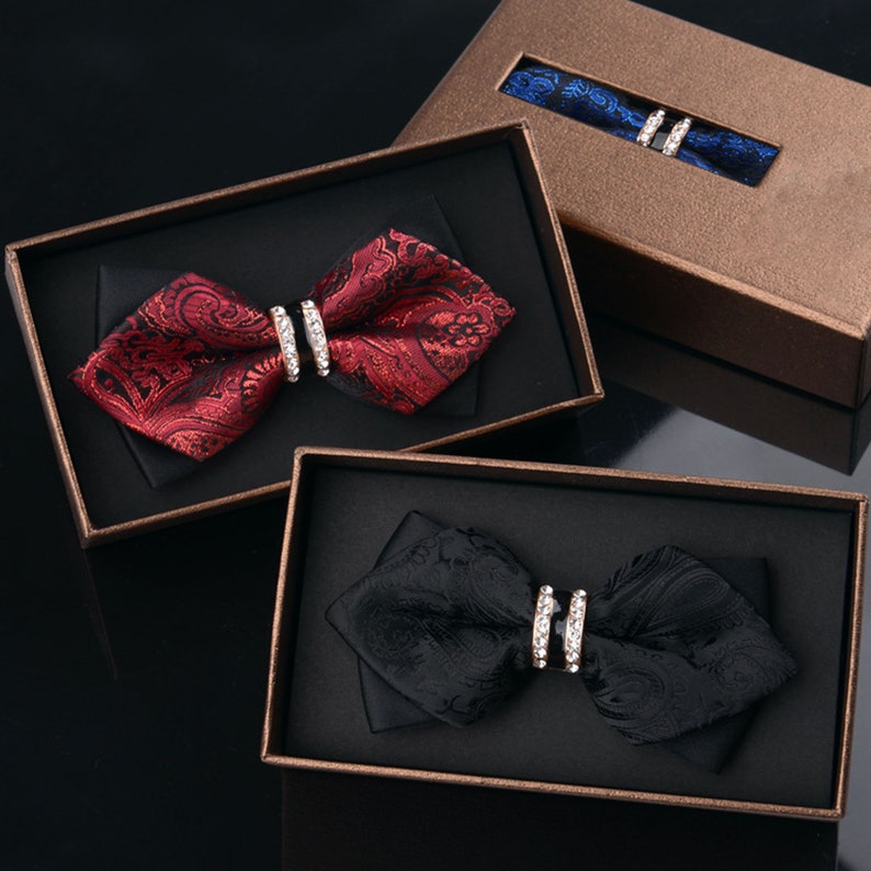 Best Man Ties Accessories Wedding Accessory Bow Ties Red Black Diamond Pointed Corner Bow Ties Men/'s Fashion Bow Ties Vintage Bow Ties