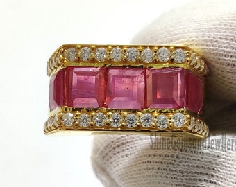 Gold Plated Ruby Ring, Sterling Silver, Handmade, July Birthstone