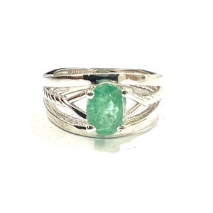 Natural Emerald Engagement Ring for Women - Silver Jewelry, Unique Bridal Gift, Eco-Friendly Engagement, May Birthstone Ring
