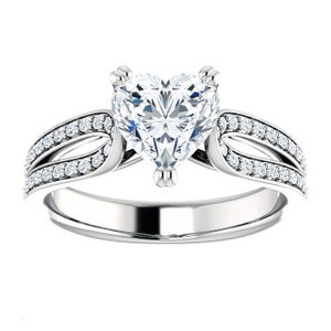 Unique Heart Shape Moissanite Engagement Ring, Moissanite Wedding Ring in 925 Sterling Silver, Anniversary Ring For Women, Gift For Her