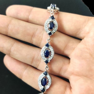 Blue Sapphire Bracelet - September Birthstone Jewelry, Taurus Zodiac Gift for Her, Stunning Sapphire Bracelet