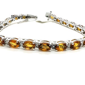 Natural Citrine Tennis Bracelet\ 925 Sterling Silver\ Citrine Gem Stone Bracelet\ November Birthstone\Gift For Her