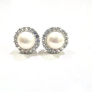 Sterling Silver Pearl Earrings, Minimalist Dainty Studs, Wedding & Bridal Jewelry, Fresh Water Pearl Stud, Thoughtful Christmas Gift for Her