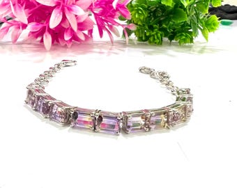 Ametrine Tennis Bracelet: 925 Sterling Silver Adjustable Gemstone Jewelry