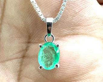 Natural Emerald Silver Pendant Jewelry, Pendant For Women, May Birthstone, Charismas Gift Jewelry, birthday Gift Pendant