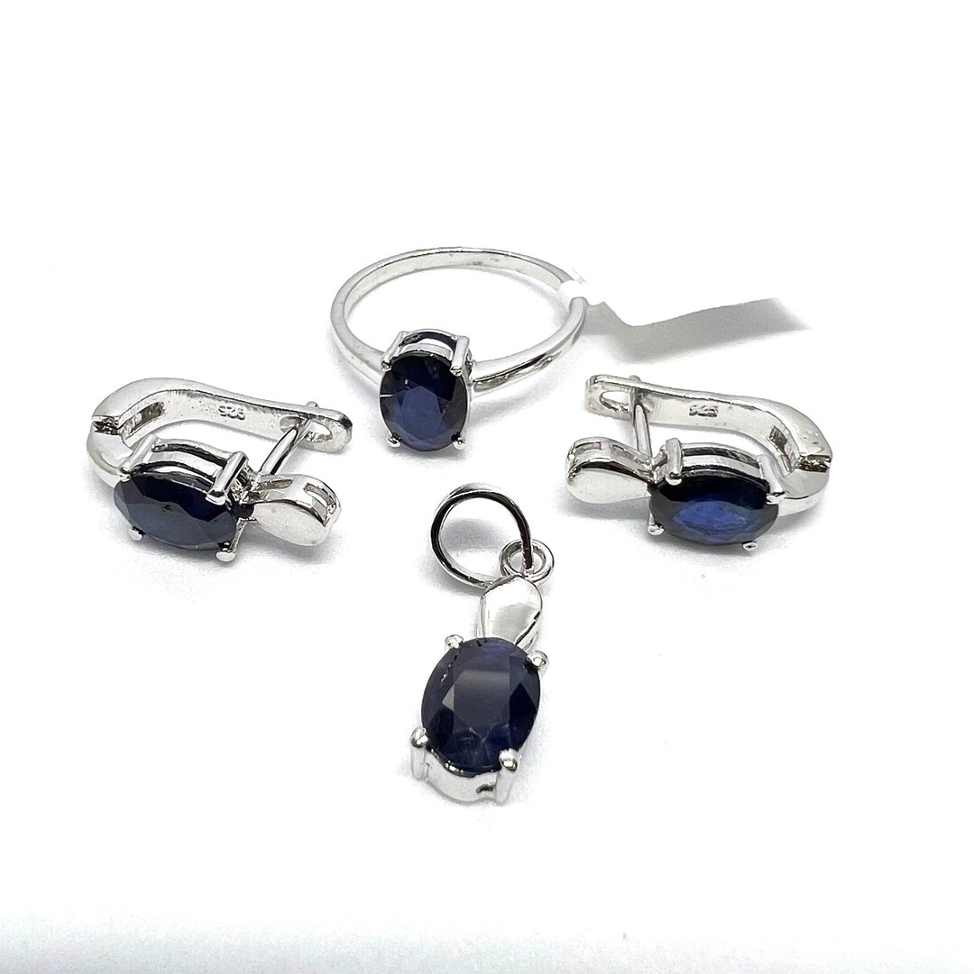 Blue Sapphire Jewelry Set ,wedding Jewelry, Bridal Jewelry, Handmade