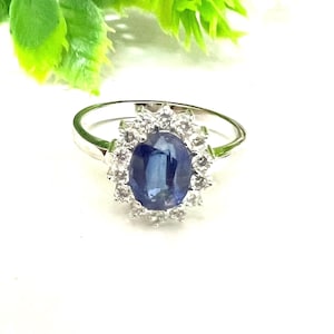 Anillo de compromiso de cianita: joyería de plata de ley con piedras preciosas, piedra natal de diciembre