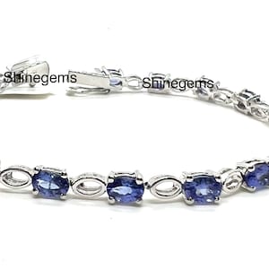 Natural Tanzanite Bracelet, 925 Sterling Silver Bracelet, December Birthstone, Blue Tanzanite Sophisticated Bracelet For Her