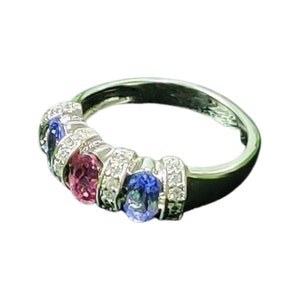 AAA Tansanit & Turmalin Multi Edelstein Silber Ring, Verlobungsring für Frauen, handgemachte Schmuck, 925 Sterling Silber, watting Ring
