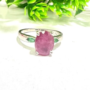 Bague de fiançailles rubis | Bague en argent avec pierre de naissance de juillet pour femme | Bagues rubis uniques, cadeau parfait pour elle