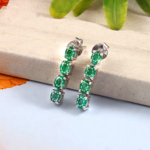 Engagement Emerald Earring For Women, May Birthstone Emerald Jewelry, Hanging Studs Earring Gift For Her