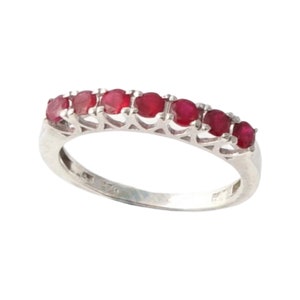 Sterling Silver Round Ruby Wedding Band, Handmade Eternity Band, Perfect Anniversary and Matching Stackable Gift