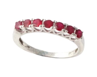 Handmade Sterling Silver Round Ruby Eternity Band, Stackable Ring