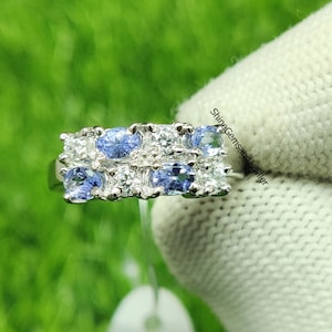 Tanzanite Sterling Silver Ring, Handmade Tanzanite Jewelry for Women, Engagement & Wedding Ring, December Birthstone Ring, Gift for Her