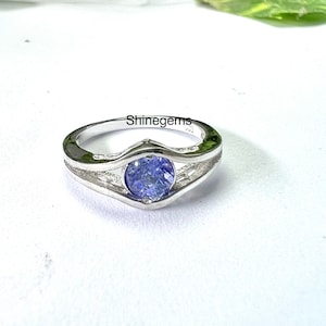 Tanzanite Engagement Rings | Blue Stone Silver Promise Ring | Unique Gemstone Jewelry for Her