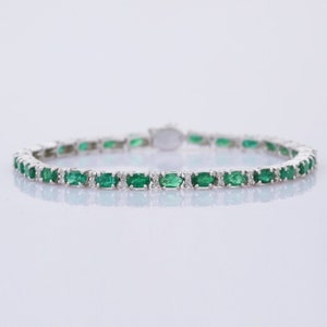 Natural Emerald Tennis Bracelet\ 925 Sterling Silver\ Tennis Bracelet\ Personalized Gift\ May Birthstone\ Gift For Her\ Wedding Gift