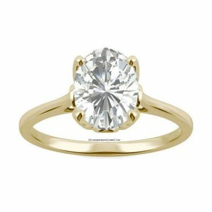 Oval Moissanite Solitaire Ring: 925 Sterling Silver Engagement Jewelry