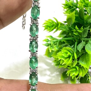 Emerald Bracelet, Emerald Tennis Bracelet, Emerald Jewelry, May Birthstone, Emerald Half Chain Adjustable Bracelet, Gift For Her