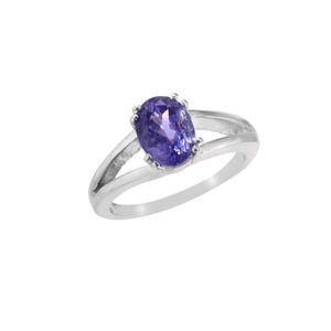 Sterling Silver Tanzanite Engagement Ring: December Birthstone Promise Ring