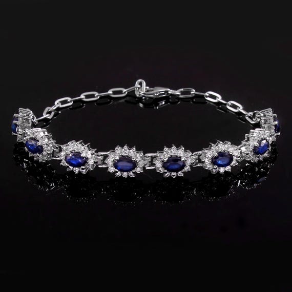 エレガントなサファイア風ブレスレット925刻印あり