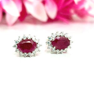 Natural Ruby Stud Earring in 925 Sterling Silver | July Birthstone | Minimalist Jewelry with Elegance Look | Gift for Her |
